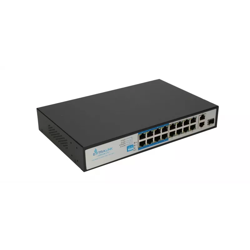 Przełącznik Extralink VIRTUS V3 Niezarządzalny L2 16x Fast Ethernet (10/100) PoE 1U Czarny