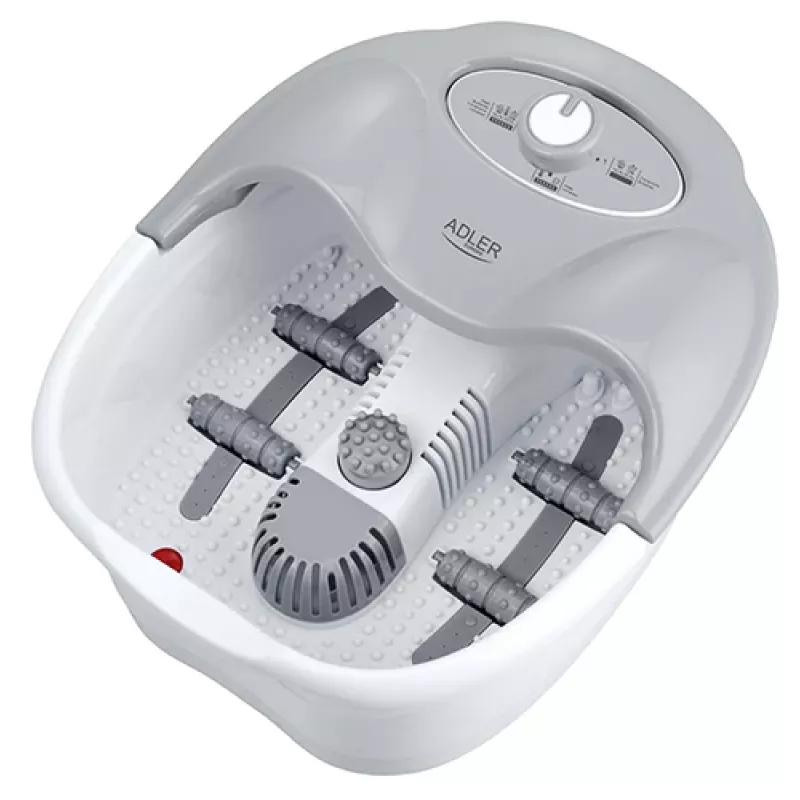 Masażer do nóg Adler AD 2167 z masażem rolkowym i wibracyjnym, funkcją ciepła, regulowaną intensywnością, 80 W, szaro-biały