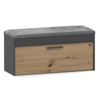 Zamknięta szafka na buty Top e Shop PARMA — antracyt i dąb, płyta wiórowa, 1000×490×350 mm