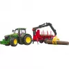 BRUDER John Deere 7R 350 z przyczepą leśną i 4 pniami