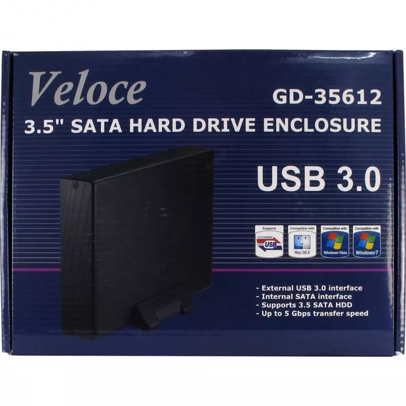 Inter-Tech Veloce GD-35612 - Obudowa na dysk - 3,5 cala (8,9 cm) - SATA 3Gb/s - USB 3.0