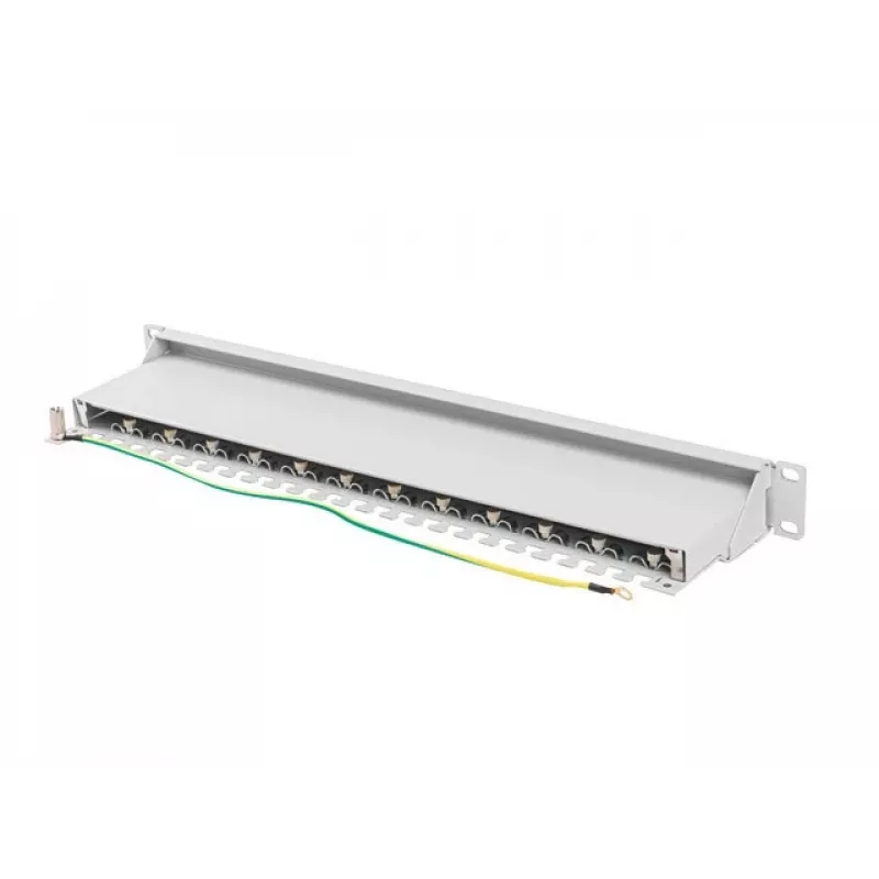 Patch panel 1U LANBERG PPS7-1024-S — 24-portowy, Cat7, F/UTP, metalowy, 1U (445×102×44,5 mm)