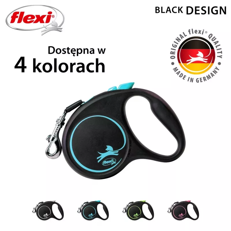 Flexi Automatyczna smycz Czarny Design S 5 m, Niebieska