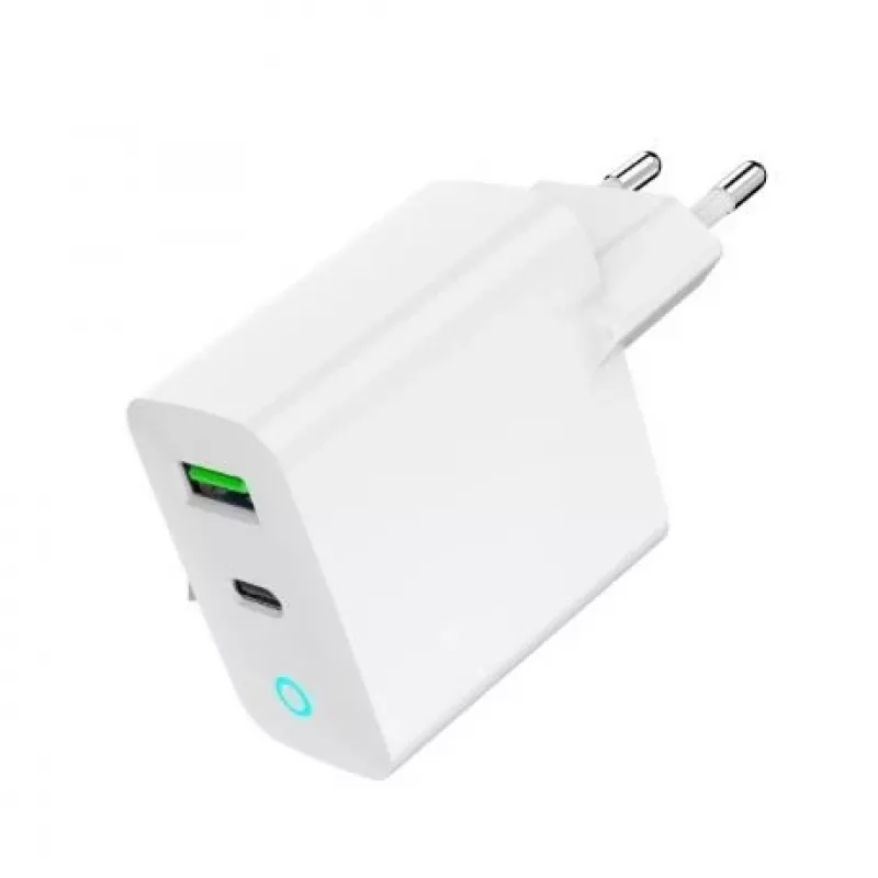 Alimentator Retea 220V GEMBIRD, Uniwersalny, 1 X USB Type-C D 20W, 1 X USB-a 3.0 QC 18W, Wskaźnik LED, Biały
