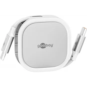 Kabel USB-C samozwijający Wentronic goobay biały/srebrny 15W w wytrzymałej obudowie - Kabel - Cyfrowy/Dane (77425)