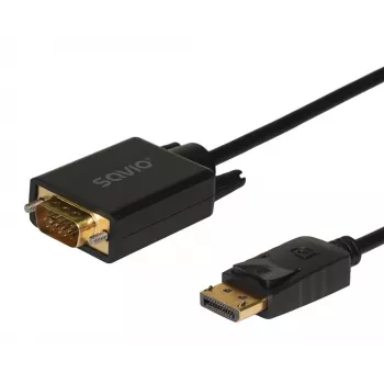Kabel SAVIO DisplayPort do VGA (D-Sub) 1,8 m, czarny