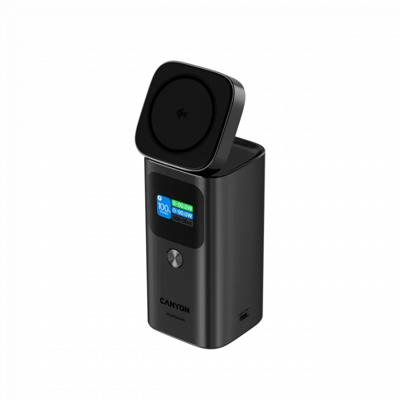 CANYON Qi2 magnetyczny power bank OnPower 150 15000mAh Aluminium Ciemny szary
