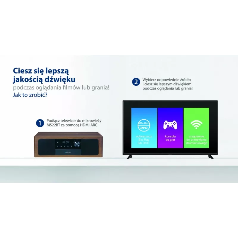 Przenośny głośnik Bluetooth BLAUPUNKT MS22BT — Bezprzewodowy dźwięk, łączność Bluetooth