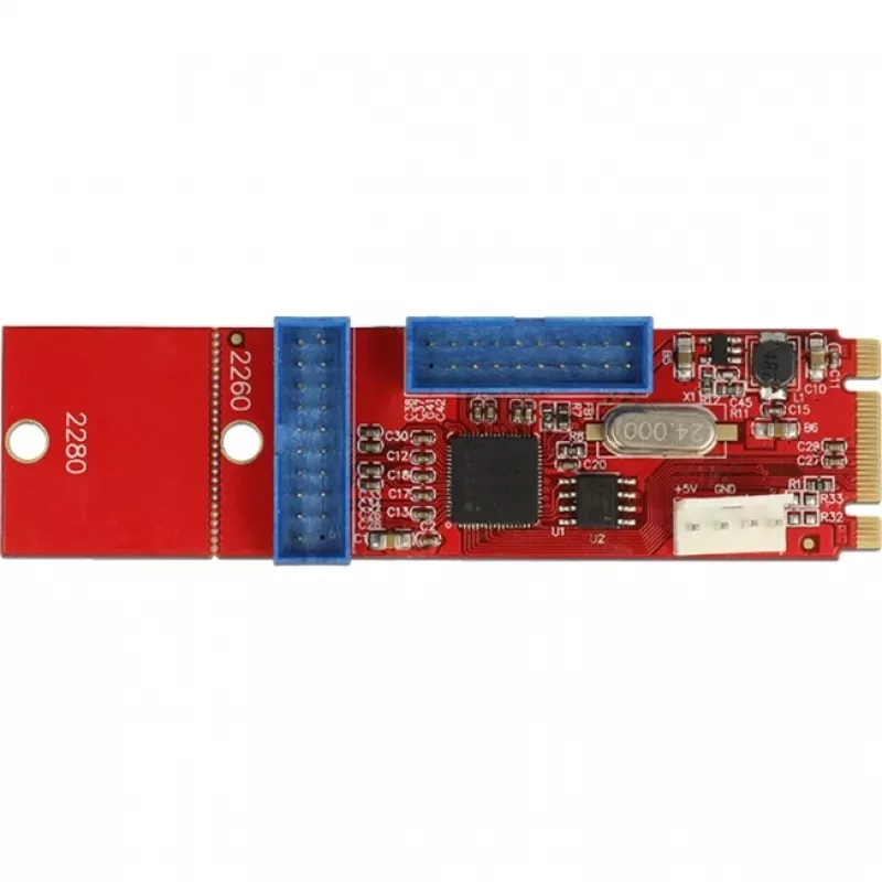 Delock Konwerter M.2 Key B+M męski > 2 x USB 3.0 Pin Header - Adapter USB - Karta M.2 - USB 3.0 (wewnętrzny) x 2 (62843)