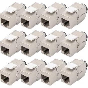 Moduł Keystone DIGITUS CAT 6A ekranowany z inteligentnym zarządcą kabla, płaski RJ-45, 14,5×34,5×21 mm — 12 szt.