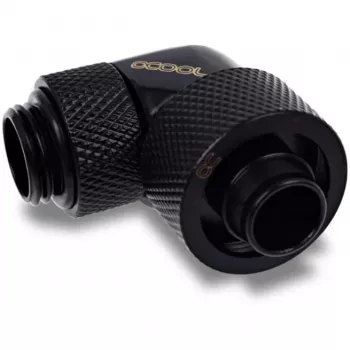 Eiszapfen 16/10mm Złączka Wkręcana 90° Obrotowa G1/4, czarna złączka, do węży miękkich (PVC, Silikon, Neopren)