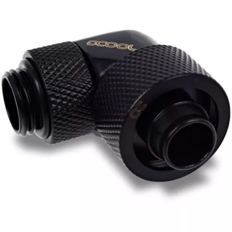 Eiszapfen 16/10mm Złączka Wkręcana 90° Obrotowa G1/4, czarna złączka, do węży miękkich (PVC, Silikon, Neopren)