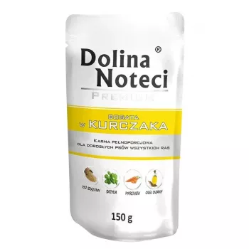 Mokra karma dla psów Dolina Noteci Premium — kurczak, saszetka 150 g, psy dorosłe, białko 11%, wilgotność 76%