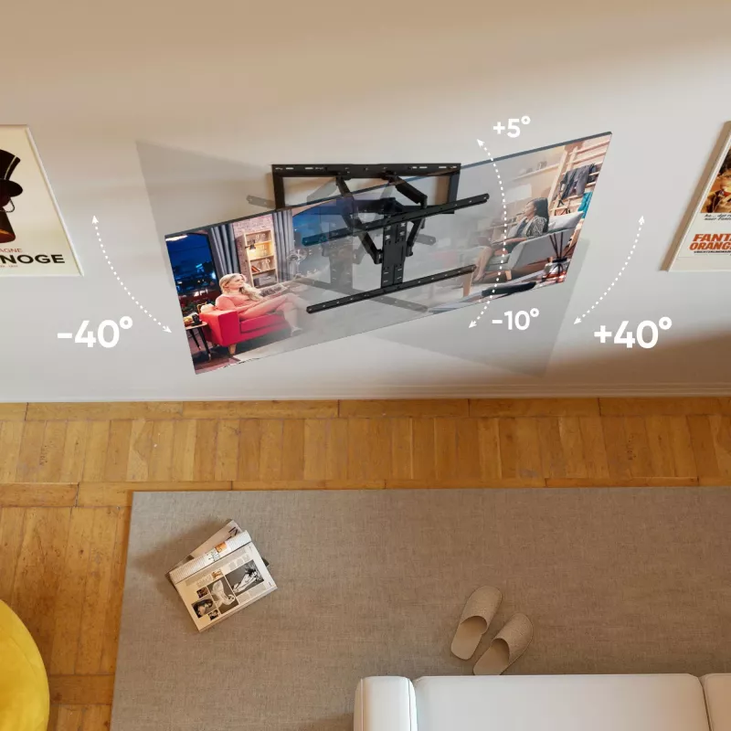 Stojak podłogowy pod telewizor ONKRON SM6-B do ekranów 32–90 cali, udźwig 50 kg, VESA 200x200–600x400, pochylenie -10–5°, obrót 40°