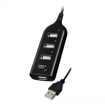 VAKOSS hub USB TC-234UX — 4-portowy hub USB 2.0, zasilanie DC (5V, 1A), czarny