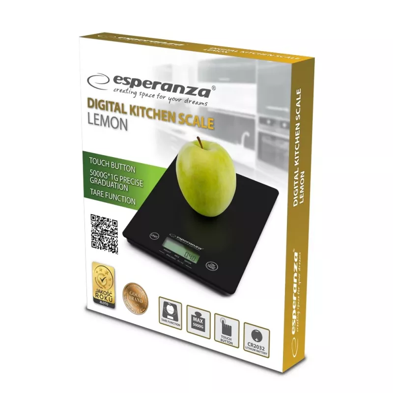 Esperanza EKS002K Elektroniczna waga kuchenna Czarna Stolikowa Prostokątna
