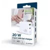 Alimentator Retea 220V GEMBIRD, Uniwersalny, 1 X USB Type-C D 20W, 1 X USB-a 3.0 QC 18W, Wskaźnik LED, Biały