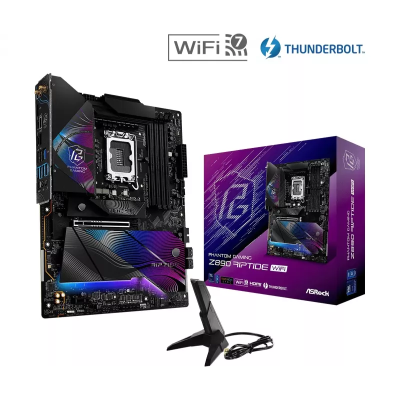 Płyta główna ASRock Z890 Riptide WiFi — Intel Z890, LGA1851, ATX, DDR5, 4 DIMM, Wi‑Fi 7, LAN 2.5Gb, Thunderbolt 4