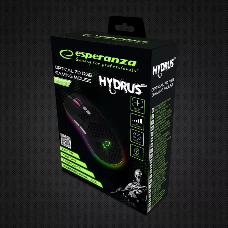 Mysz Esperanza EGM702 dla osób praworęcznych USB optyczna 7200 DPI