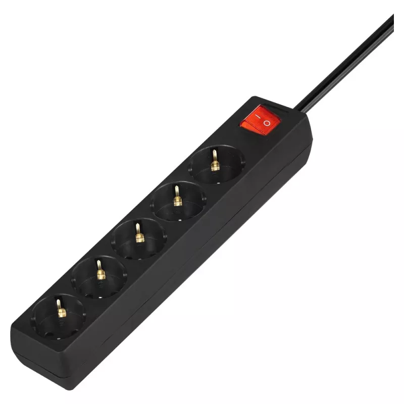 Listwa zasilająca SAVIO LZ-15 — 5 gniazd AC, uniwersalna wtyczka, kabel 5 m, 2500 W, 10 A, czarna
