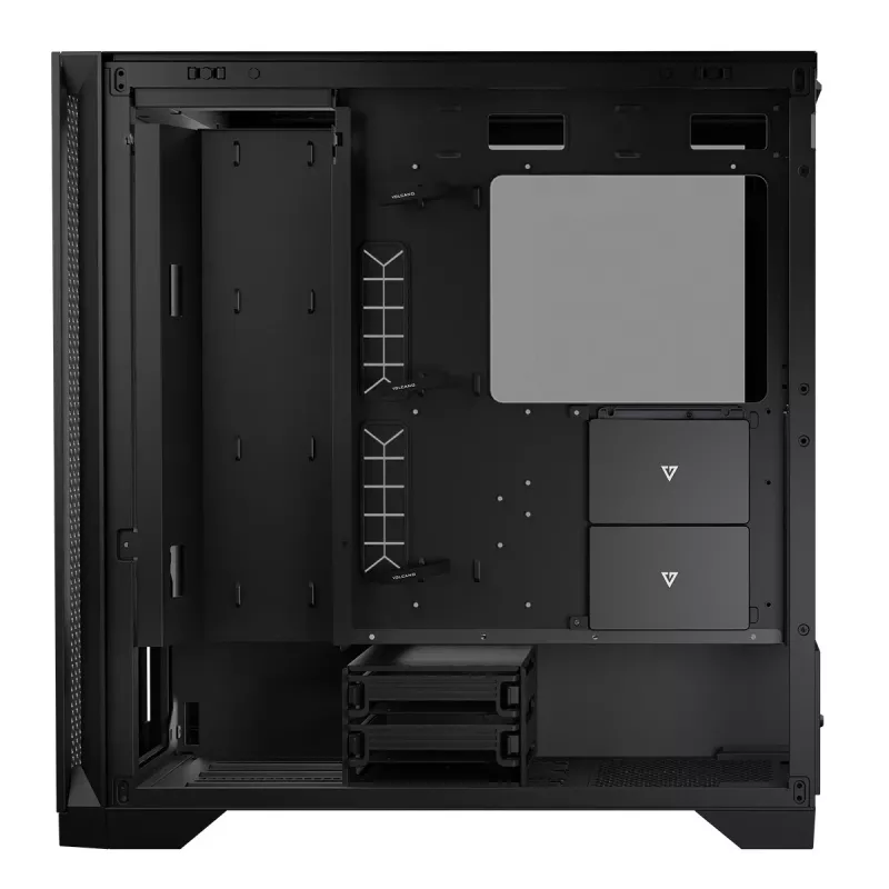 Obudowa PC MODECOM VOLCANO EXPANSE T Midi Tower, szkło hartowane, USB-C, obsługa micro ATX, GPU do 430 mm, chłodzenie CPU do 180 mm, 3x wnęki 3,5 cala, 2x 2,5 cala, czarna