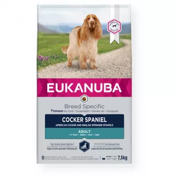sucha karma dla psa EUKANUBA Breed Specific Cocker Spaniel 7.5 kg — Kurczak, Dorosły, Skóra i Sierść, Wsparcie Serca