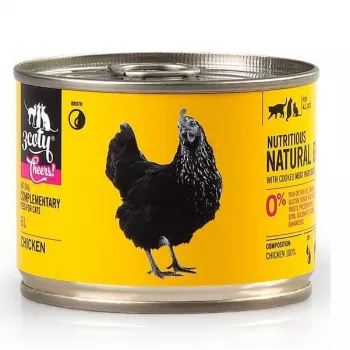 Karma uzupełniająca dla kotów 3coty CHICKEN Cheers! 160 g — puszka, smak kurczaka, 160 g, białko 12%, tłuszcz 7,5%, wilgotność 80%