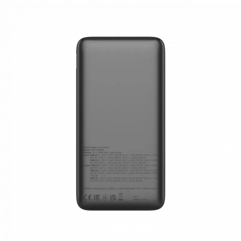 CANYON Power Bank PB-240, 25000mAh PD140W power bank z wyświetlaczem, 160,0x82x27 mm, waga 508±10g, ciemnoszary