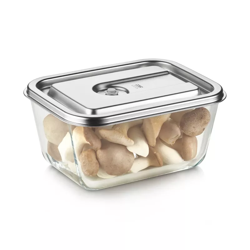 Szklany pojemnik próżniowy Caso z plastikową pokrywką | VacuBoxx Stal nierdzewna XL | Przezroczysty
