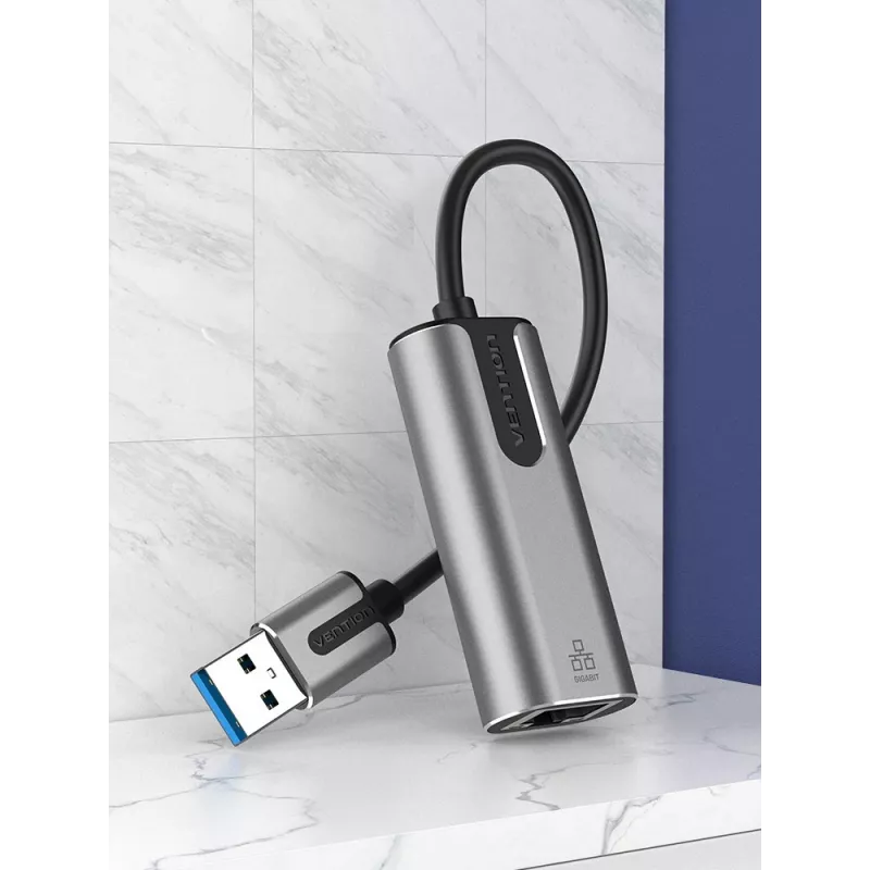 Vention USB 3.0-A – adapter Gigabit Ethernet szary 0,15 m, stop aluminium