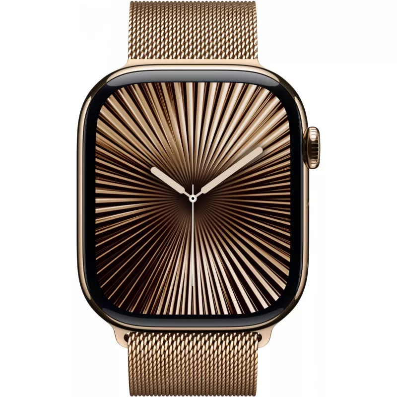 APPLE Watch Series 10 GPS + Cellular 46mm Gold tytanowa koperta ze złotą bransoletą Milanese Loop - S/M