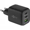 Szybka ładowarka USB-C Nano, PD, GaN, 65 W, pleciony kabel USB-C (czarna, 1x USB-A, 2x USB-C PD, Quick Charge 3.0, kabel 1 metr)