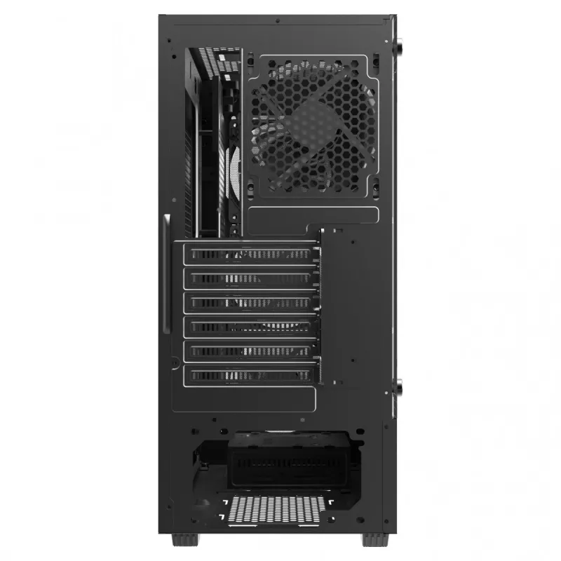 Obudowa PC SAVIO Noctis Flow — Cube Mini‑ITX/Micro‑ATX/ATX, 3x120mm przód, 1x120mm tył, 2x3.5 cala + 3x2.5 cala zatoki, hartowane szkło