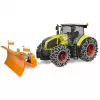Ciągnik-zabawka BRUDER Claas Axion 950 z łańcuchami śniegowymi i pługiem śnieżnym, model w skali