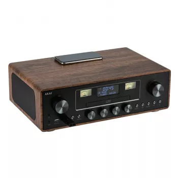 Mikrowieża AKAI AM-100 RHAPSODY — kompaktowy mini system audio ze zintegrowanym wzmacniaczem i odtwarzaniem CD/USB