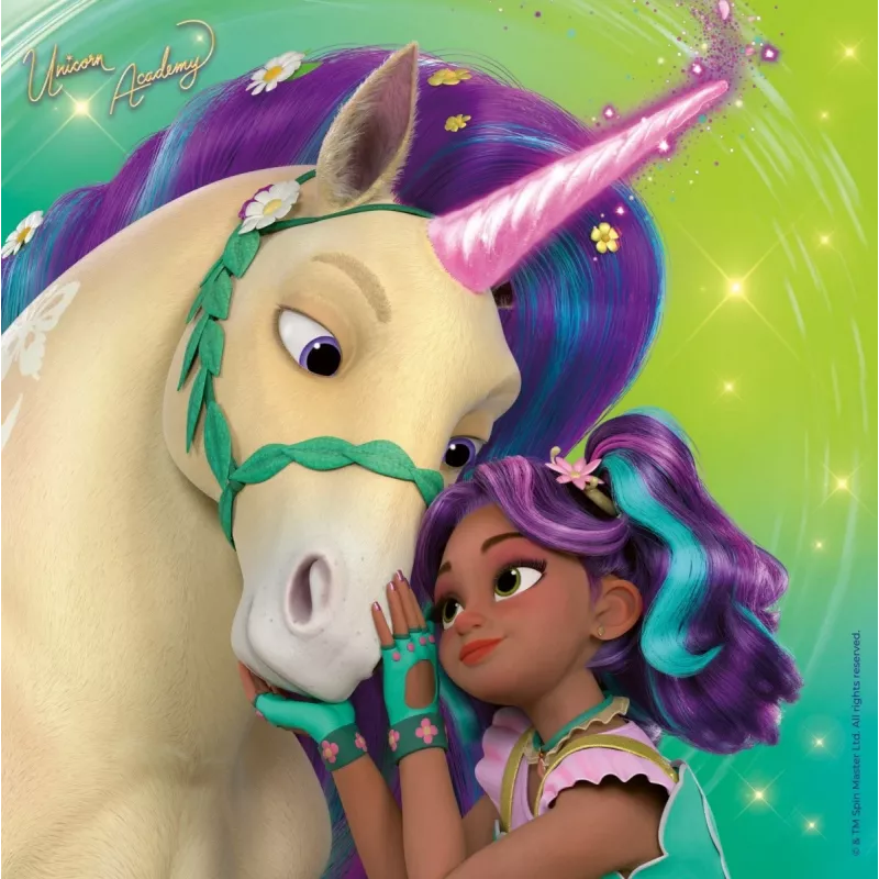 Zestaw puzzli Ravensburger Unicorn Academy — 3 x 49 elementów, dla dzieci