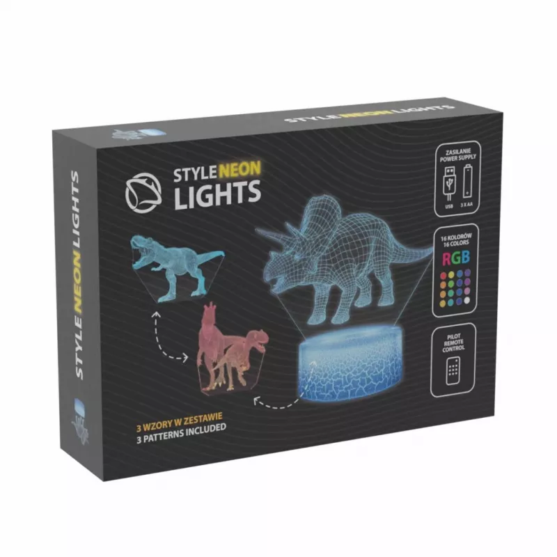 Lampa stołowa LED MANTA SNL117RGB RGB dekoracja światłem 3D z dinozaurem