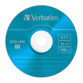 VERBATIM 43297 Verbatim DVD+RW cienki jewel case 5 4.7GB 4x Kolorowa