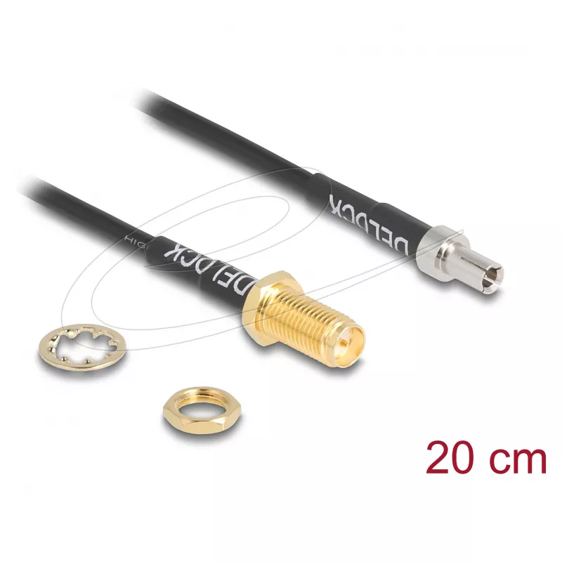 Kabel koncentryczny DELOCK 90919 RG-174, 20 m, RP-SMA do TS9, czarny