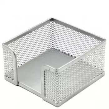 Pudełko na karteczki Forpus, 9,5x9,5 cm, srebrne, perforowany metal 1005-007