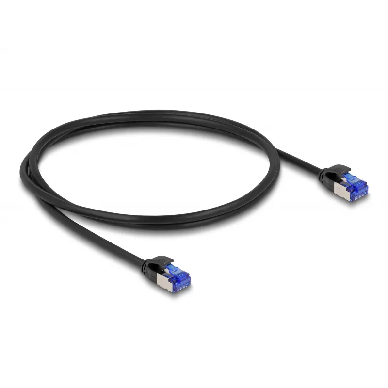 Kabel sieciowy DeLOCK RJ45 Cat.6A S/FTP cienki 1m Czarny