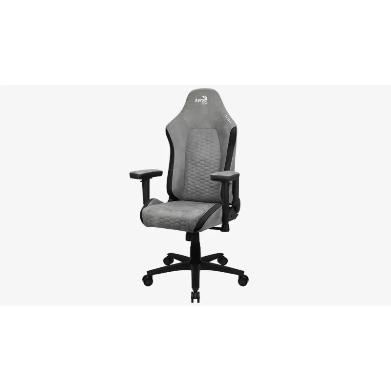 Uniwersalny fotel gamingowy Aerocool Crown AeroSuede z wyściełanym siedziskiem, kamiennoszary