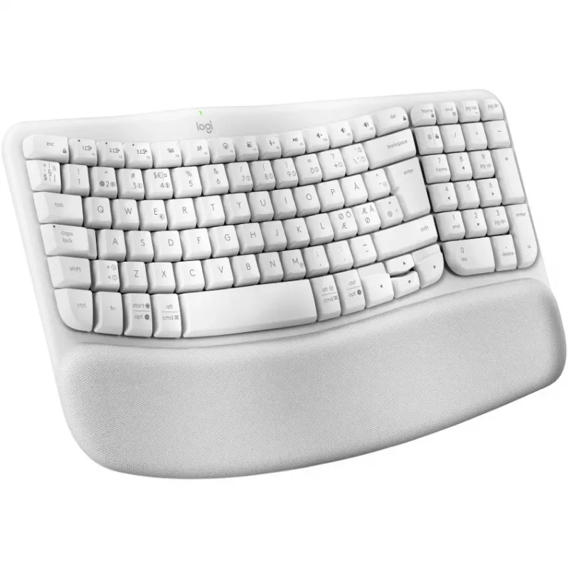 Klawiatura Logitech Wave Keys z amortyzowaną podpórką pod nadgarstki bezprzewodowa Bluetooth LE QWERTY w kolorze białym (PAN)