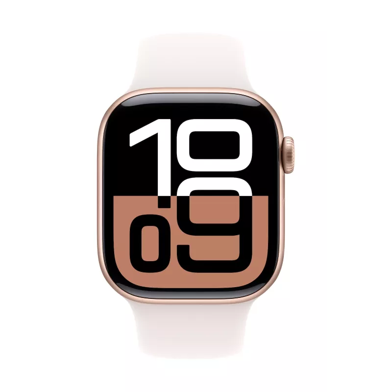 Zegarek Series 10 GPS 42 mm Różowo-złota Koperta Aluminiowa z Jasnoróżowym Paskiem Sportowym - S/M