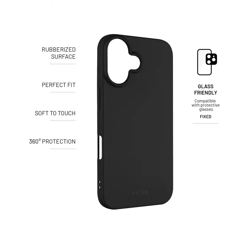 Fixed | Story | Tylna obudowa | Apple | iPhone 16 Plus | Guma | Czarny