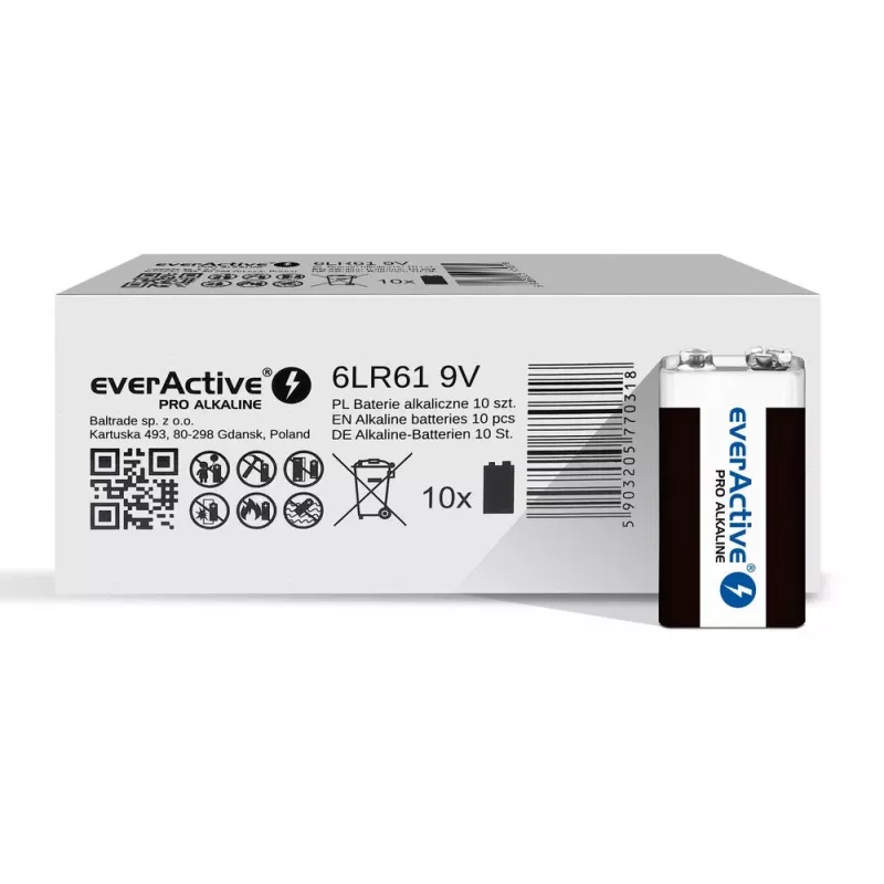 Bateria alkaliczna EverActive Pro Alkaline 6LR61 9V