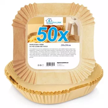 Papierowe wkłady do frytkownicy powietrznej 20×20 cm, opakowanie 50 szt. — Extralink HOME