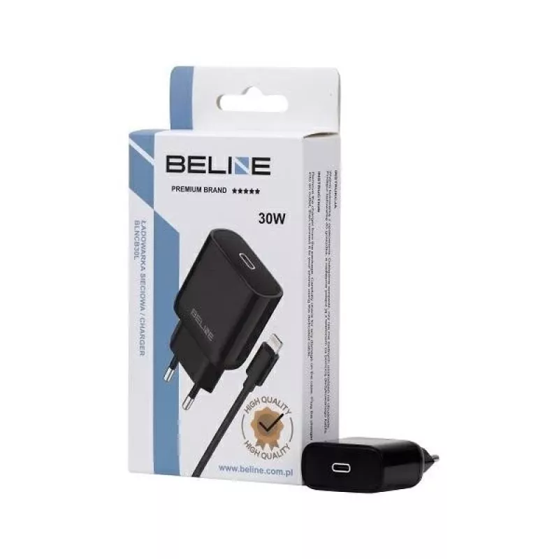 Ładowarka 30W USB-C do Lightning Beline Beli02174 z czarnym kablem