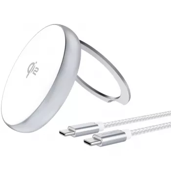 Ładowarka 4smarts Qi2 Charger Kickstand srebrno-biała (540987)