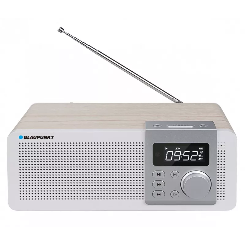 Przenośne radio BLAUPUNKT PP14BT z Bluetooth, MP3, MicroSD, USB i alarmem — 6 W, bateria/sieć, 230×118×90 mm